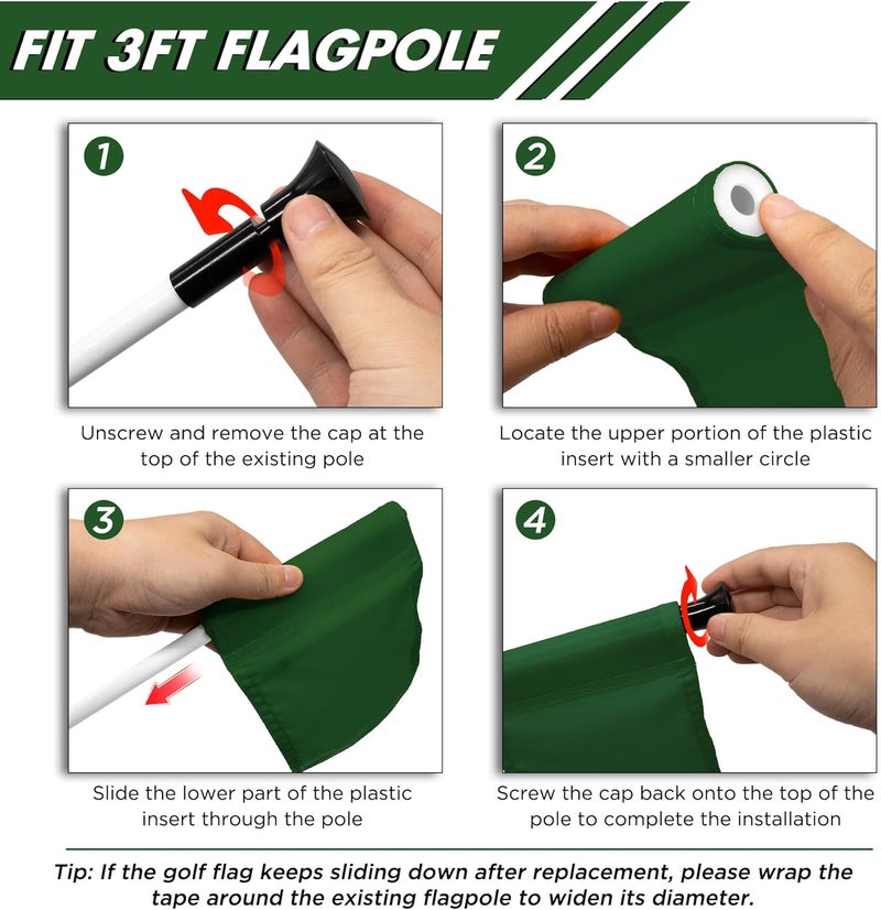 KINGTOP Solid Golf Flag All 8x6 Inch - 420D Nylon, Tube Inserted - Mini Putting Green Flags for Backyard Practice - Image 4